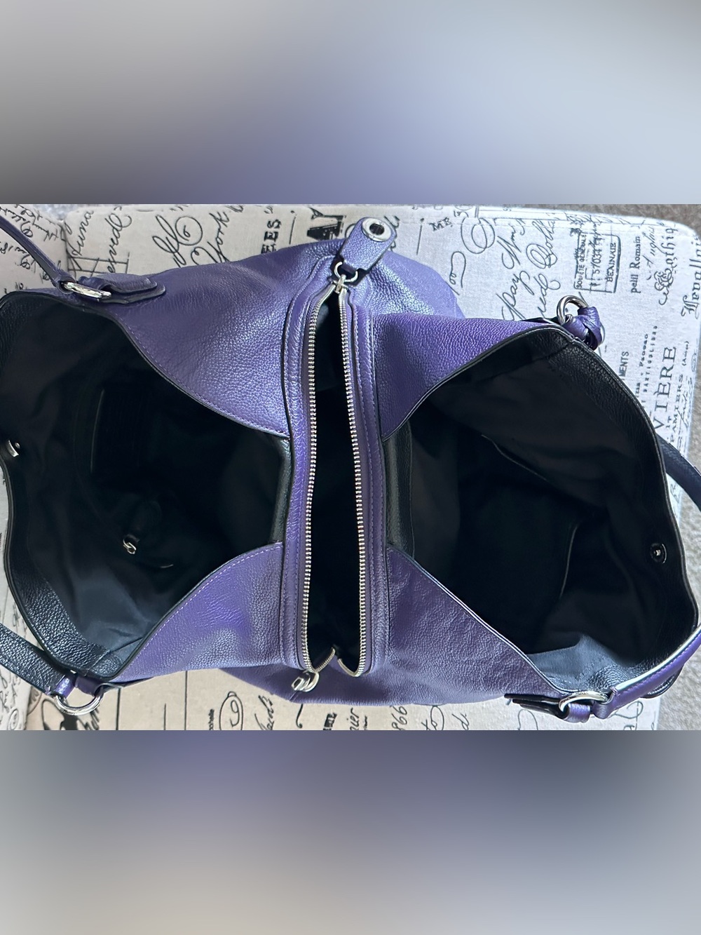 Coach Edie 31 Purple Pebbled Leather Shoulder Bag 3 Compartment Tote - Picture 8 of 13